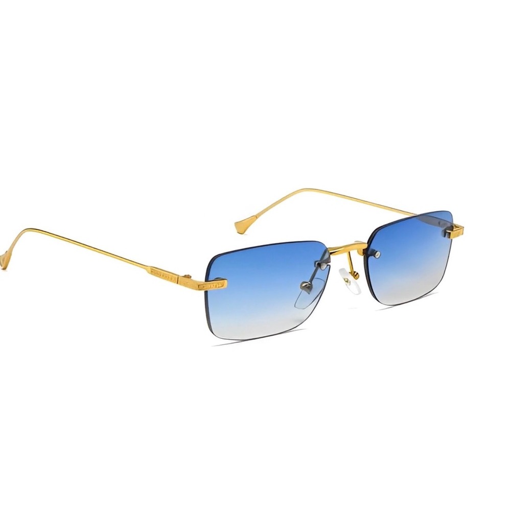 Mens Square Sunglasses Oceanic Blue Lens Aviator Style Fashion Hip Hop Shades - Picture 3 of 10